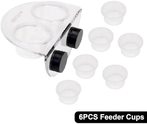 AIICIOO Crested Gecko Food Dish - Strong Magnetic Reptile Feeding Ledge for Bearded Dragon Lizard Crested Gecko Tank Accessories with 6 Pack Plastic Cup