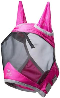 Harrison Howard CareMaster Pro Luminous Horse Fly Mask Large Eye Space Standard with Ears UV Protection for Horse Flamingo XL Extra Full