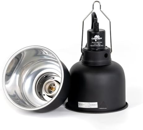 2 Pack Reptile Light Fixture, 5.5in Deep Dome Reptile Lamp Fixture, Optical Reflection Cover, Separate Switch & Hook, Terrarium Light Fixture for Reptile Heat Basking UVB Bulbs, 100W, Black