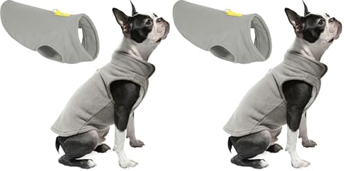 Gooby Fleece Vest Dog Sweater - Gray-Yellow, X-Large - Warm Pullover Fleece Dog Jacket with O-Ring Leash - Winter Small Dog Sweater Coat - Cold Weather Dog Clothes for Small Dogs Boy or Girl