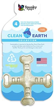 Spunky Pup Clean Earth Recycled Crossbones | Made in USA | Made from 100% Recycled Water Bottles, Gray