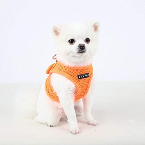 Puppia Neon Soft Vest Harness Step-in No Choke No Pull Walking Training for Small and Medium Dog, Orange, Large