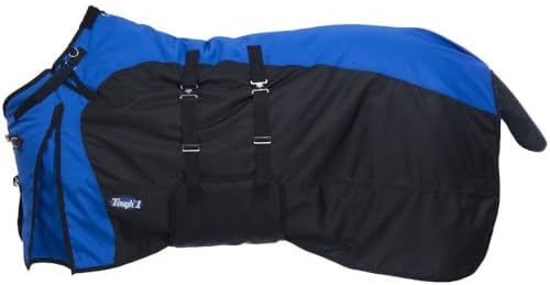 TOUGH1 1200D Turnout Blanket with Belly WRAP and SNUGGIT, Royal Blue, 84-in
