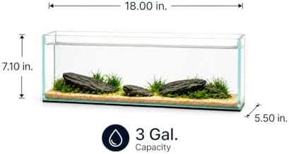 Aquatop High Clarity Glass Aquarium - Ideal for Salt & Freshwater Tanks - High Quality Bookshelf Aquarium - 3 gal Fish Tank - HCA-3G
