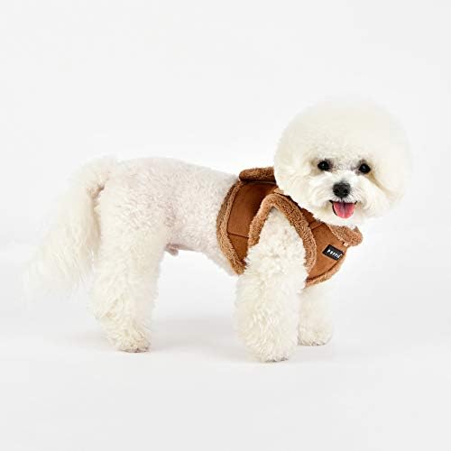 Puppia Terry Vest Dog Harness Step-in Winter Suede Warm No Choke No Pull Training Walking for Small and Medium Dog, Brown, Medium