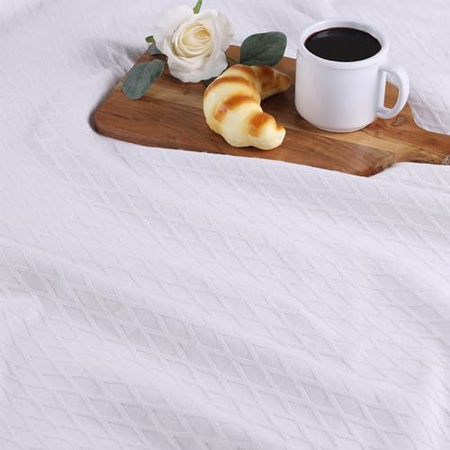 Superior Diamond Weave All-Season Cotton Blanket, Cover for Home, Couch, Bed, Soft, Warm Blankets, Boho Aesthetic, Comfy, Cozy, and Cute Covers, Decorative Bedding Essentials, Full/Queen, White