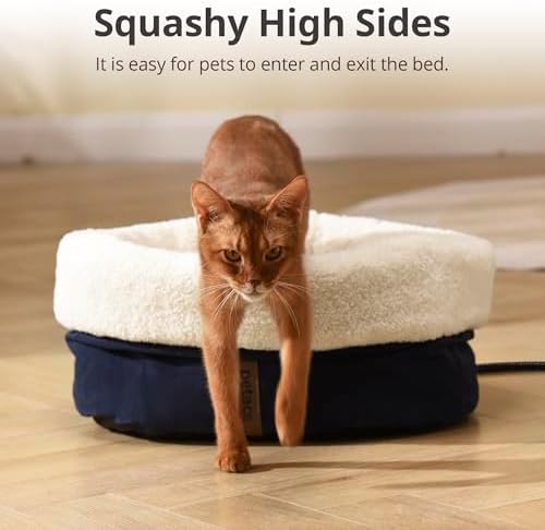 Heated Cat Bed with Pet Pad, 17.7"×13.7", Blue