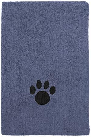 Bone Dry Pet Grooming Microfiber Towel, Embroidered Collection, X-Large,41x23.5", Stonewash Blue