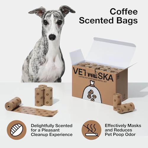 VETRESKA Dog Poop Bags, 540 Count Coffee Scented Waste Bags