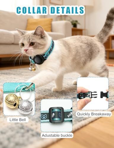 GPS Cat Tracker Collar (Android & iOS), Real-Time Activity Tracking Blue