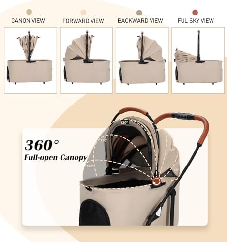 Pet Stroller for Small Dogs Cats Up to 45lbs with Detachable Canopy