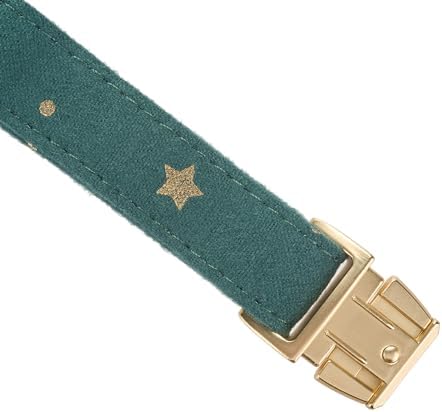 Cotton Fibric Dog Collar with High Grade Metal Buckle,for Large Dogs(Dark Green,Large:17-26")