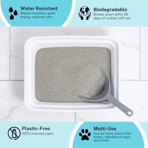 Luli & Cat Disposable Litter Boxes for Cats | Large Sized White Colored 4-Pack | Durable and Water Resistant