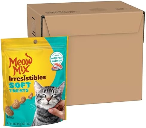 Meow Mix Irresistibles Soft Cat Treats Made With Real Salmon,3 Oz. Pouch,(Pack of 10)