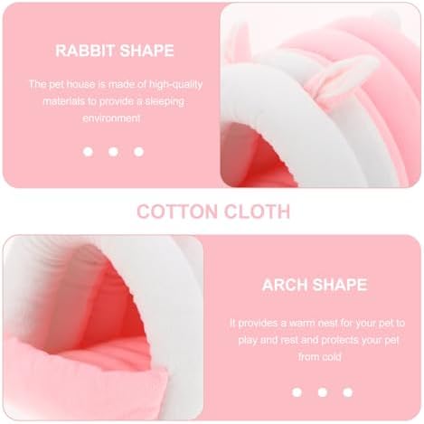 Hamster Warm Nest Cotton Bed House Small Pet Hideout Soft Warm Cave for Guinea Pigs Rabbits and Hedgehogs (Pink, S)