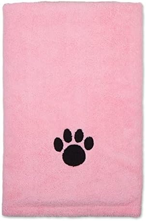 Bone Dry Pet Grooming Microfiber Towel, Embroidered Collection, X-Large,41x23.5, Pink (Pack of 12)
