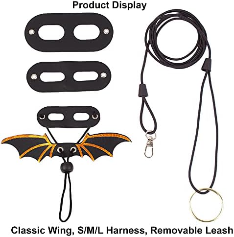 ADOGGYGO Black Bearded Dragon Leash Harness, 3 Size Pack, Cool Bat Wing