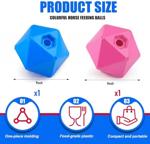 Seenelling 2 Pack Horse Treat Ball, 9" Feeder Toy for Horses, Pink Blue