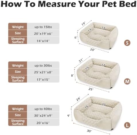 INVENHO Small Dog Bed Rectangle Washable Orthopedic Soft Calming Sleeping Durable Pet Cuddler with Anti-Slip Bottom