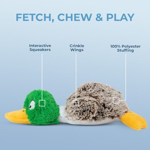 Best Pet Supplies Squeaky Dog Toys with Soft Durable Fabric for Small, Medium and Large Pets Interactive Toy for Indoor Play, Supports Active Biting and Play - Bunny Bunny Duck, Small