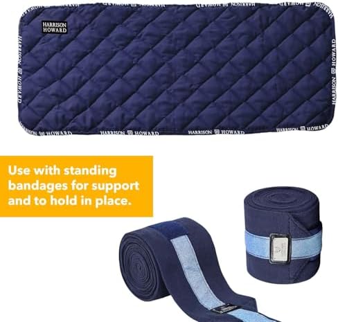 Harrison Howard Quilted Horse Leg Wraps, Standing Wraps for Horses Stable & Recovery, Soft Padded Horse Bandage Liners-Navy L