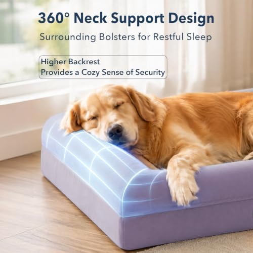 Jumbo Waterproof Dog Bed for Extra Large Size Dogs with Bolster