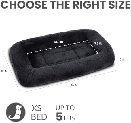 Patas Lague Small Dog Bed Bolster Pet Crate Mat 16''x12'' Black