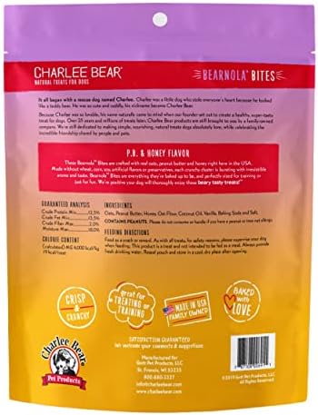 Charlee Bear Bearnola Bites Dog Treats, P.B. & Honey Flavor, 8oz (Pack of 2)