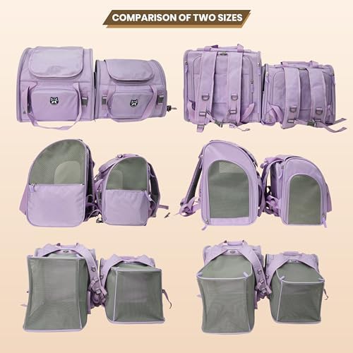 Lollimeow Expandable Cat Carrier Backpack for Large Cats - Airline Approved Pet Carrier Backpack for Small Dogs, Hiking & Travel, Waterproof with Breathable Mesh, 22lbs Capacity (Polar Blue, Large)