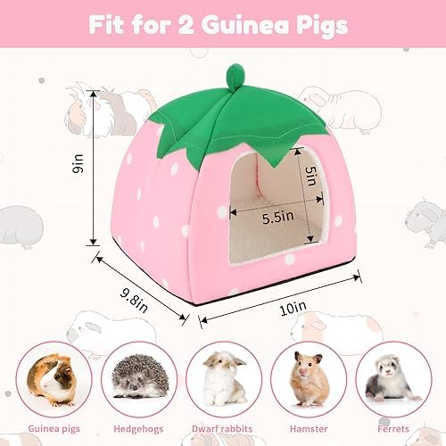 BWOGUE Guinea Pig Bed Hideout, Washable Hamster Cave for Small Animals