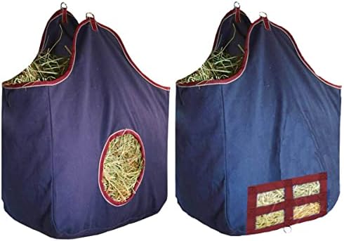 Derby Originals Large 24 OZ Canvas Horse Hay Bag 2 Sided Combo Design X Wide Gusset and 6 Month Warranty