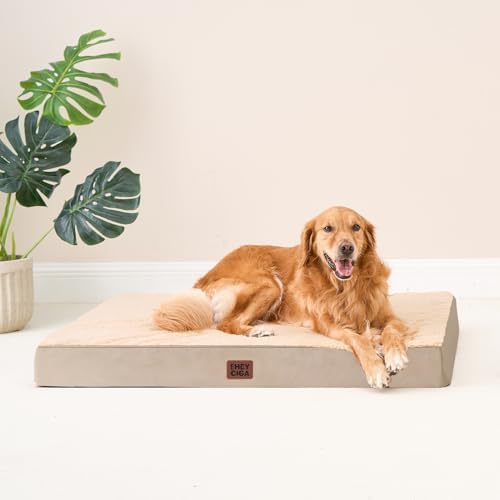 EHEYCIGA Orthopedic Dog Bed Large with Removable Washable Cover, 50IN Khaki