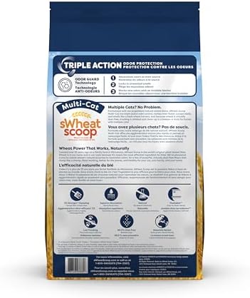 sWheat Scoop Triple Action Natural Wheat Cat Litter Odor Guard Technology, 3X Stronger Clumping, Super Absorbtion, 99.5% Dust Free Performance, 14 Pounds