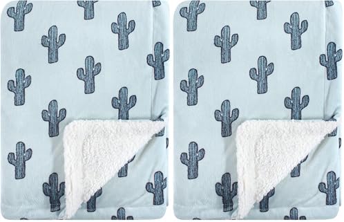 Yoga Sprout Mink Blanket with Sherpa Backing, Cactus (Pack of 2)