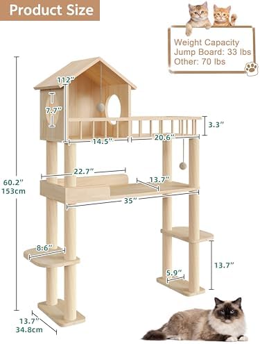 Cat Tower for Automatic Litter Box, 4 Tier Cat Tree, 60 Inch