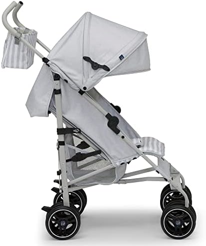 babyGap Classic Stroller - Lightweight Stroller with Recline, Compact Fold & Removable Parent Organizer - Made with Sustainable Materials, Grey Stripes