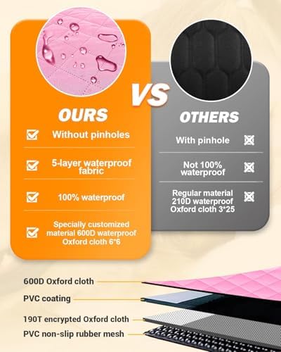 Dog Car Seat Cover, 600D Heavy Dute Car Seat Cover for Dogs Pets, 100% Waterproof Anti-Scratch Nonslip Dog Hammock for Cars, Seat Covers Protector with SeatBelt for Sedan SUV Truck Standard Pink