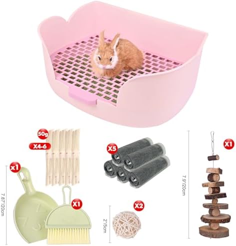 RUBYHOME Large Bunny Litter Box (15.5" x 11.1" x 6.2") Small Animal Litter Pet Toilet Potty Trainer Corner Litter Bedding Box Pet Pan for Rabbit Guinea Pig Easy to Clean (Purple)