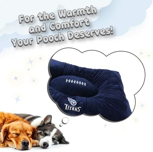 NFL PET Bed - Tennessee Titans Soft & Cozy Plush Pillow Bed. - Football Dog Bed. Cuddle, Warm Sports Mattress Bed for Cats & Dogs
