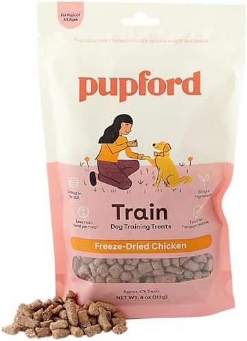 Pupford Freeze Dried Training Treats + Dental Chews Bundle for Dogs & Puppies (Chicken 4oz, Dental Chews 14 Count)