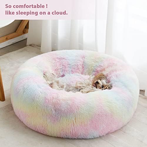 WNPETHOME Small Round Calming Dog Bed Cat Bed for Comfy Sleep