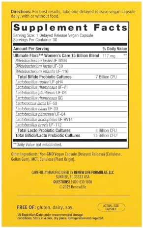 Renew Life Ultimate Flora Women's Care Probiotic 15 Billion CFU