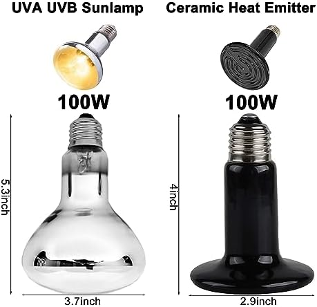 DXOPHIEX 15inch Dual Reptile Light Fixture Dual Reptile Heat Lamp Fixture