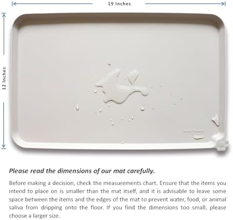 Hoki Found Silicone Pet Food Tray - High-Lips Dog Cat Bowl Mats - Waterproof Dog Cat Food Mats - Colors: Cream Brown