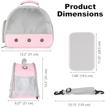 Ventilation Carrier for Bearded Dragon,Guinea Pig Carrier,Guinea Pig Carrier for 2,Reptile Travel Carrier for Lizards Sugar Glider Hedgehog Rat Parrot Birds,Airline Approved Pink