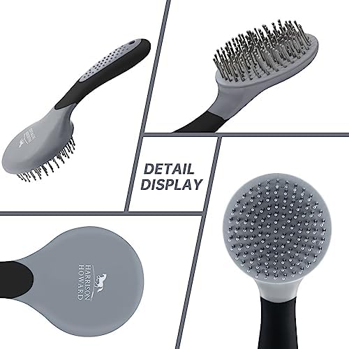 Harrison Howard Horse Mane and Tail Brush - Professional Grooming Brush, Equestrian Detangler, Non-Slip, Black