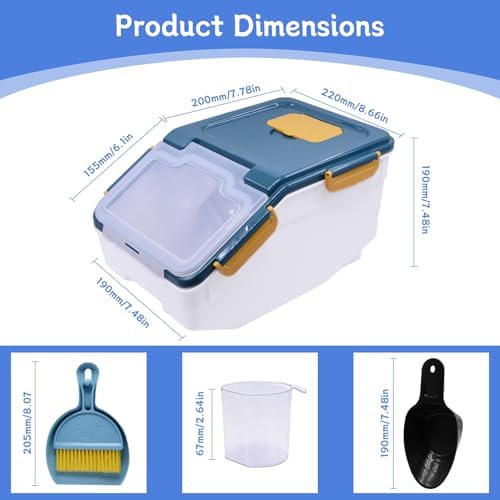 Saim Extra Large Chinchilla Sand Bath Container, 7.4-Inch Hight Dust Bath House with Low-Mess Lid & Scoop, Digging Box for Hamster Hedgehog Small Animals - Blue