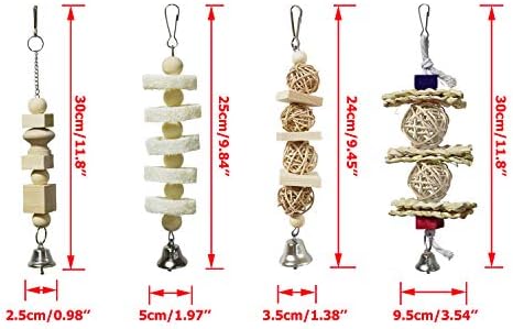 BWOGUE 7 Pack Bird & Parrot Toys, Bird Cage Toys for Conures, Wood Chew Set