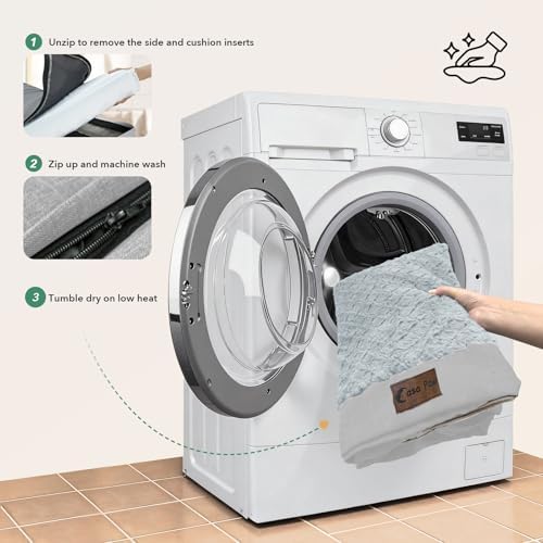 Orthopedic Washable Dog Bed for Large Dogs, 36x27in, Light Grey