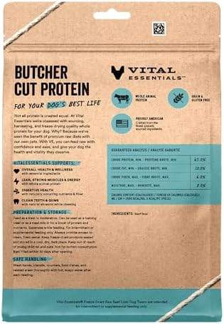 Vital Essentials Freeze Dried Dog Treats, Beef Liver, 15 oz Bag